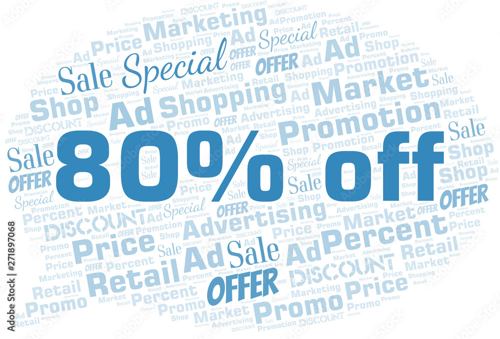 80% Off word cloud. Wordcloud made with text only. 80% Off word cloud. Wordcloud made with text only.
