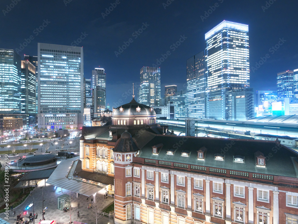 東京駅-夜景/東京都千代田区/日本