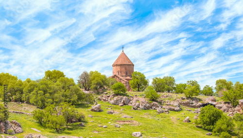 Akdamar Island in Van Lake. The Armenian Cathedral Church of the Holy Cross - Akdamar, Turkey