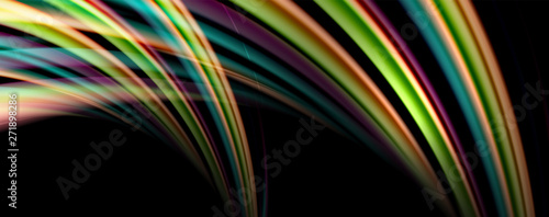 Fluid color rainbow style wave abstract background, techno modern design on black