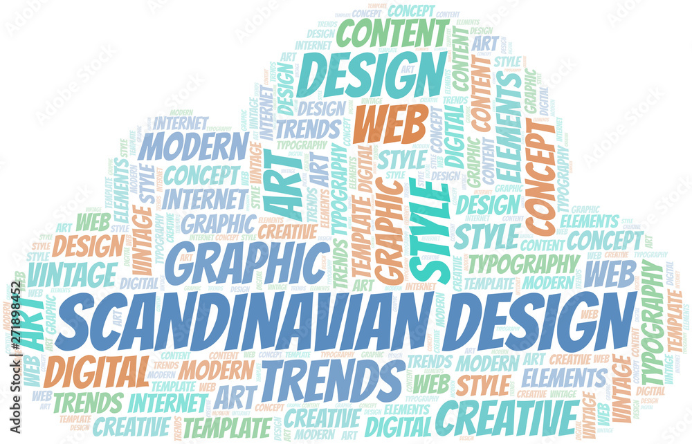 Obraz premium Scandinavian Design word cloud. Wordcloud made with text only.
