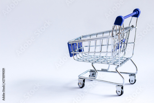 Shopping cart on white background.