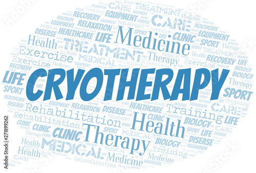 Cryotherapy word cloud. Wordcloud made with text only.