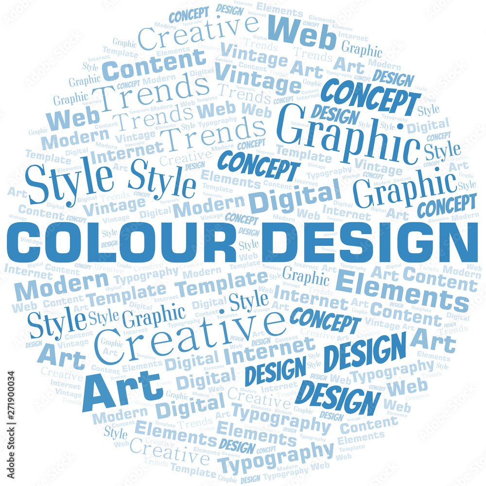 Colour Design word cloud. Wordcloud made with text only.