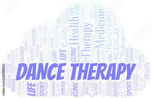Dance Therapy word cloud. Wordcloud made with text only.