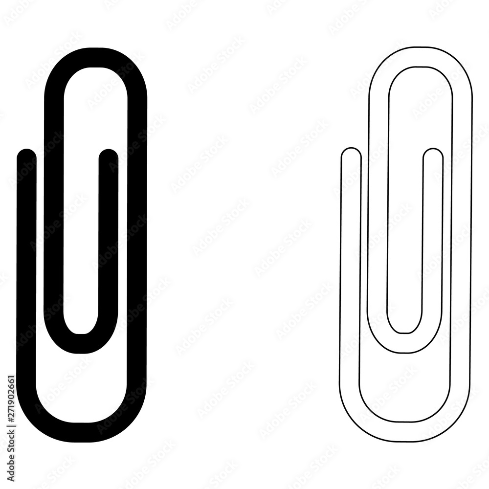 Classic paper clips, style outline, and flat. Classic paper clips, style outline, and flat.