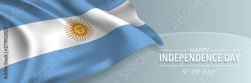 Argentina happy independence day vector banner, greeting card
