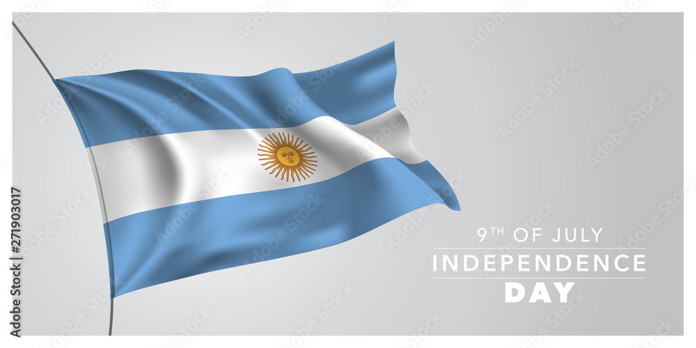 Argentina happy independence day greeting card, banner, horizontal vector illustration