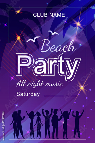 Flat Invitation Flyer for Beach Party on Saturday