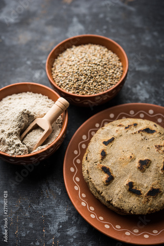 bajra / sorghum ki roti or pearl millet flat bread photo