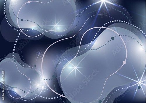 Abstract dynamic fluid against a bright gradient mesh. Liquid dynamics with forms and elements.