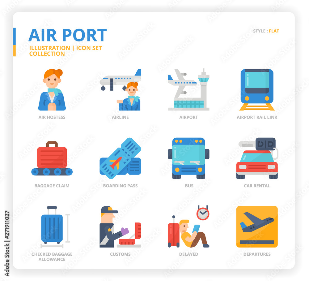 Air port icon set Air port icon set