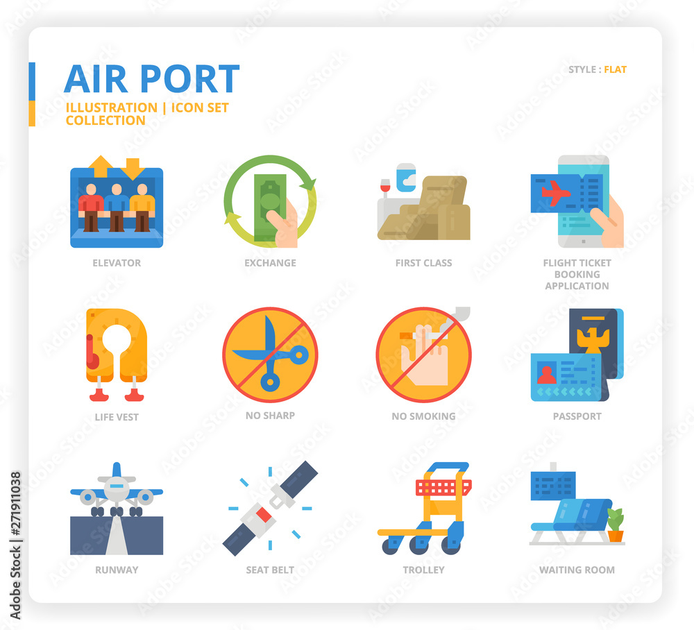 Air port icon set Air port icon set