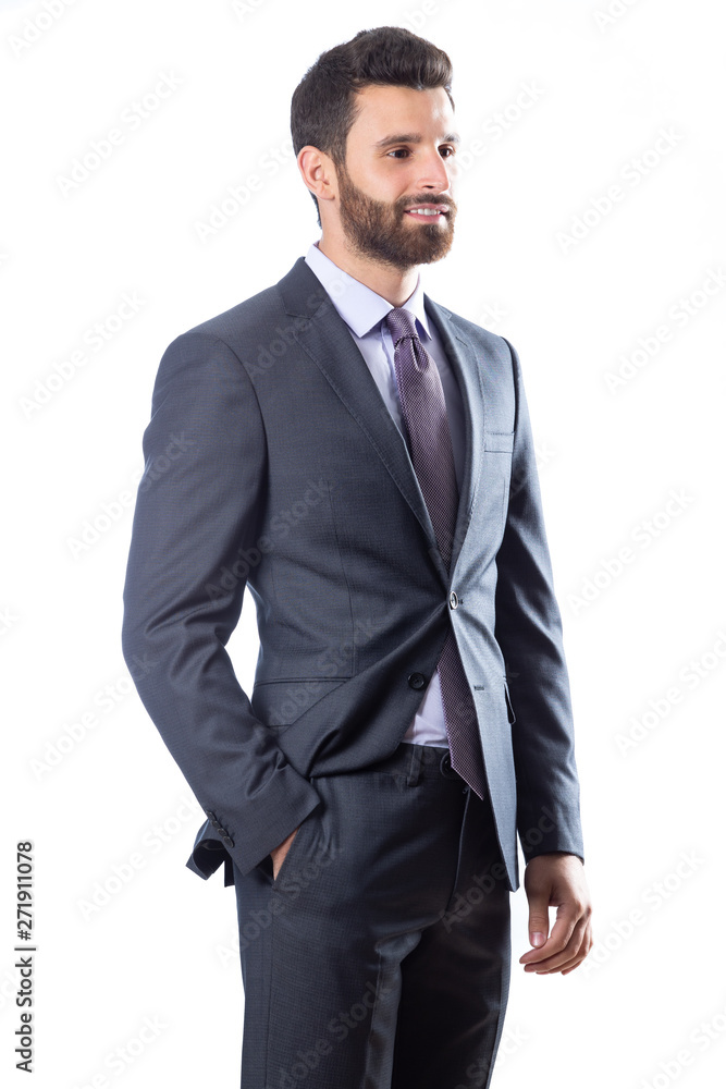 A young man wearing suit on a white background A young man wearing suit on a white background