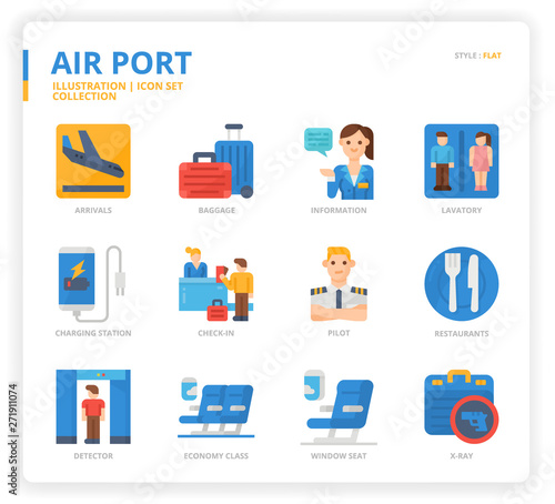 Air port icon set © monkik.