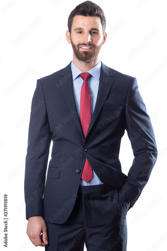 A young man wearing suit on a white background A young man wearing suit on a white background