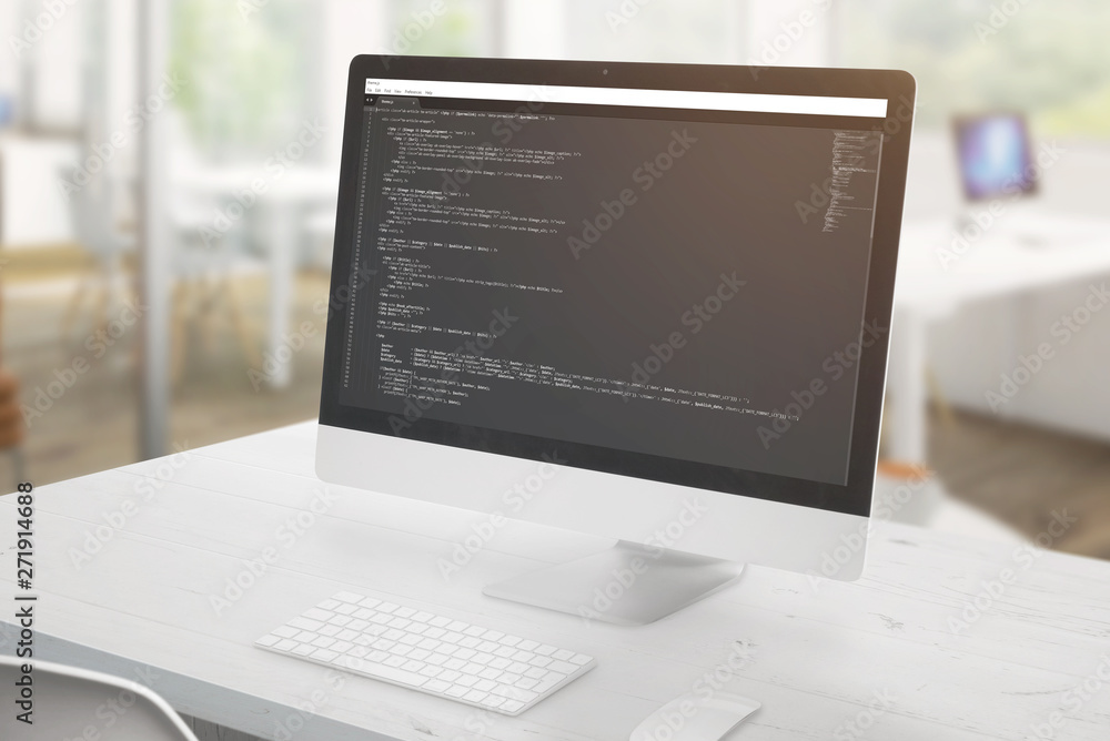 Computer display close-up with a development code editor and some ...