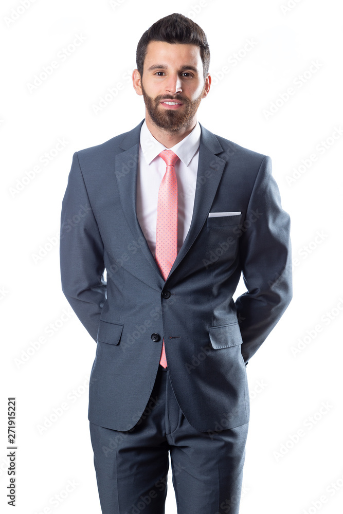 A young man wearing suit on a white background A young man wearing suit on a white background