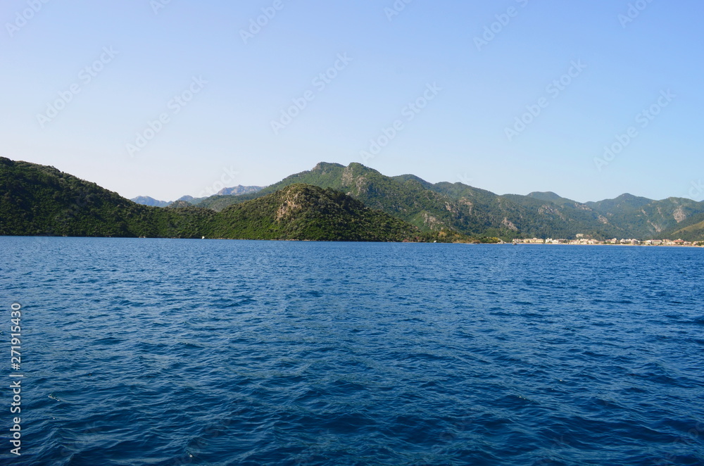 Clear blue water of the Mediterranean in Marmaris, Turkey