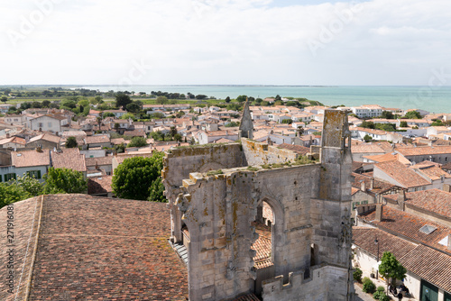church panorama view in St Martin de Re in France