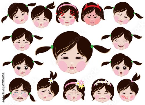 Cartoon drawing of a child's face with different emotions