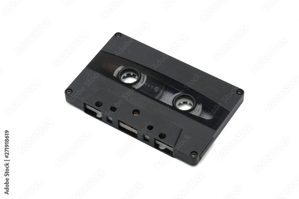 Compact audio tapes for magnetic recording on a white background.Compact cassettte Compact audio tapes for magnetic recording on a white background.Compact cassettte