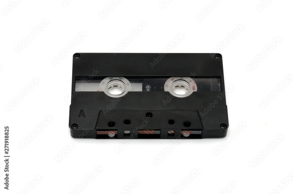 Compact audio tapes for magnetic recording on a white background.Compact cassettte Compact audio tapes for magnetic recording on a white background.Compact cassettte