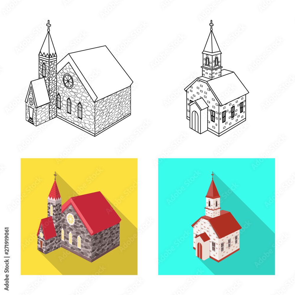 Vector design of temple and historic sign. Collection of temple and faith stock symbol for web.