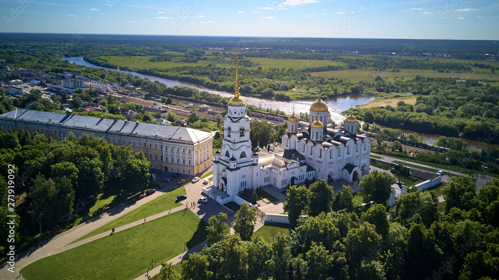 Holy Assumption Cathedral, Vladimir, Golden Ring of Russia dron airphoto