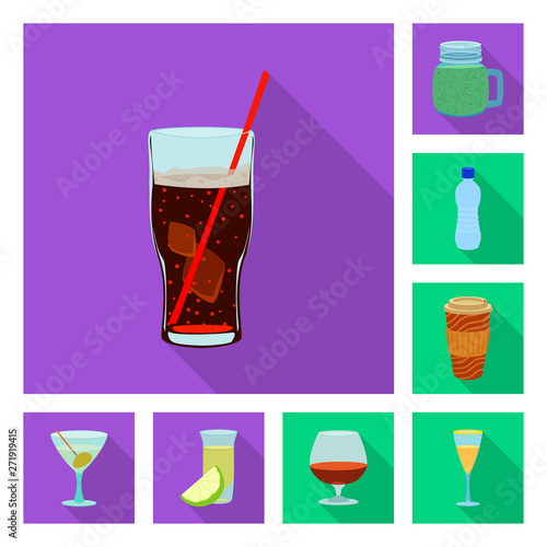 Isolated object of drink and bar sign. Set of drink and party stock symbol for web.