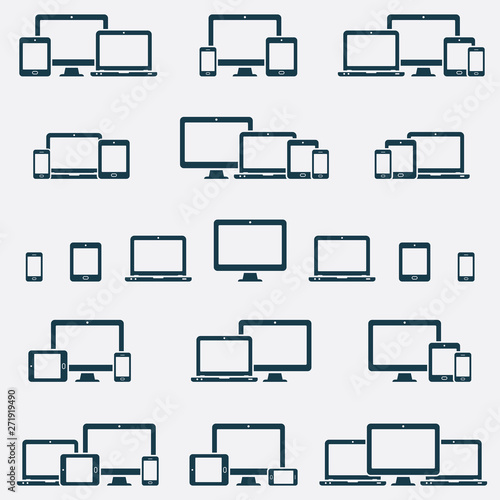 Device icons vector illustration of responsive design for presentation