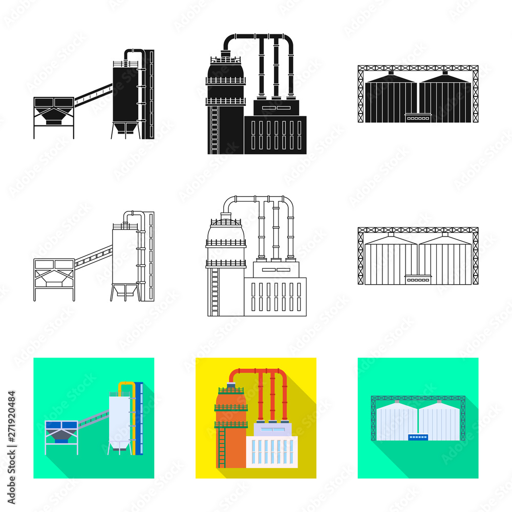Vector design of production and structure logo. Collection of production and technology vector icon for stock.