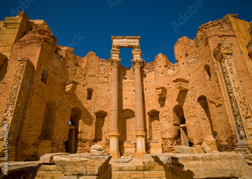 Ancient ruins of New Basilica, Leptis Magna, Libya photo