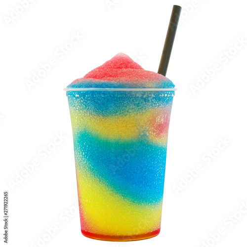Colored slush ice in a cup