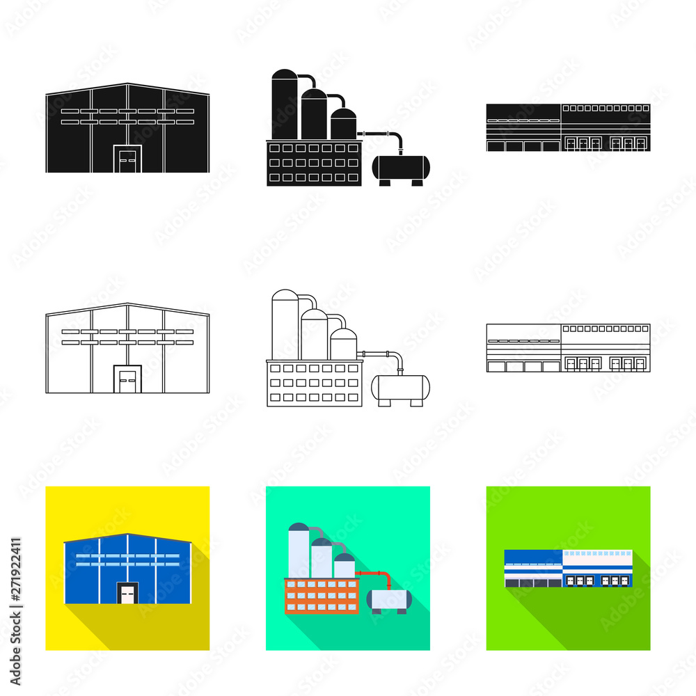 Vector design of production and structure logo. Set of production and technology stock symbol for web.