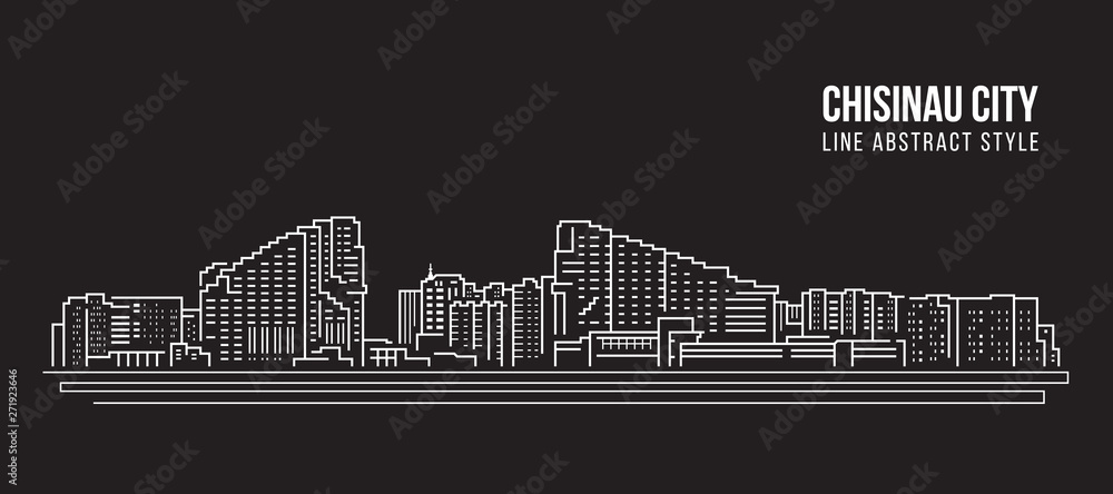 Cityscape Building Line art Vector Illustration design -  Chisnau city