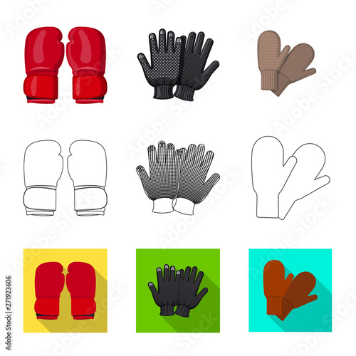 Vector design of glove and winter icon. Collection of glove and equipment stock vector illustration.
