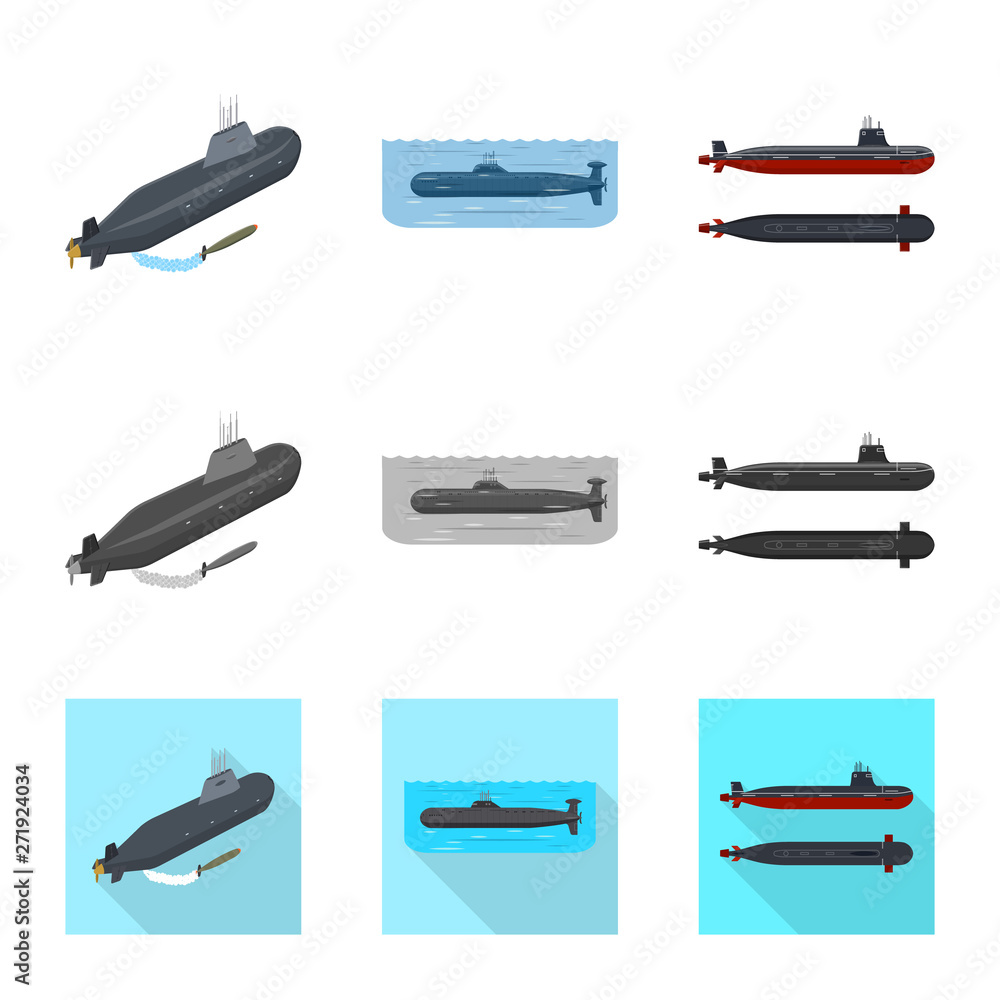 Fototapeta premium Vector design of war and ship symbol. Set of war and fleet vector icon for stock.