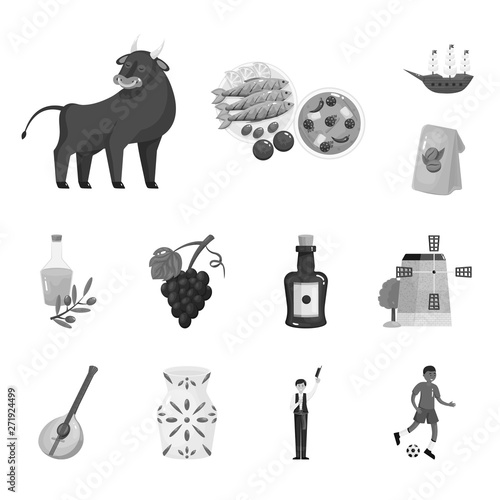 Vector illustration of  and traditional sign. Collection of  and historic stock vector illustration.