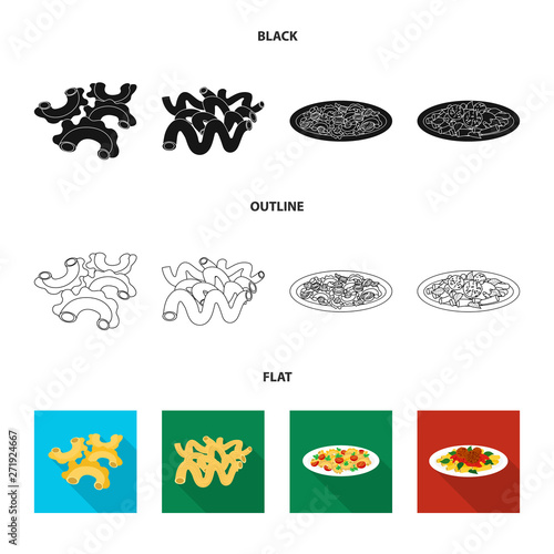 Isolated object of pasta and carbohydrate icon. Collection of pasta and macaroni stock symbol for web.