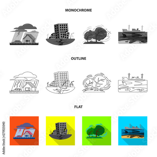 Isolated object of natural and disaster icon. Set of natural and risk vector icon for stock.