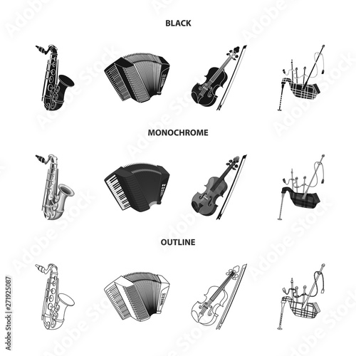 Isolated object of music and tune logo. Set of music and tool stock symbol for web.