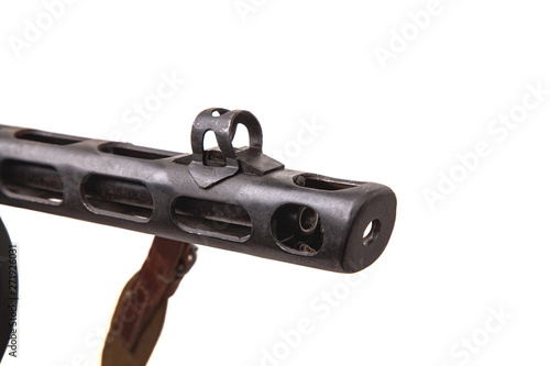 Vintage Soviet automatic machine gun  from World War II isolated on white background photo