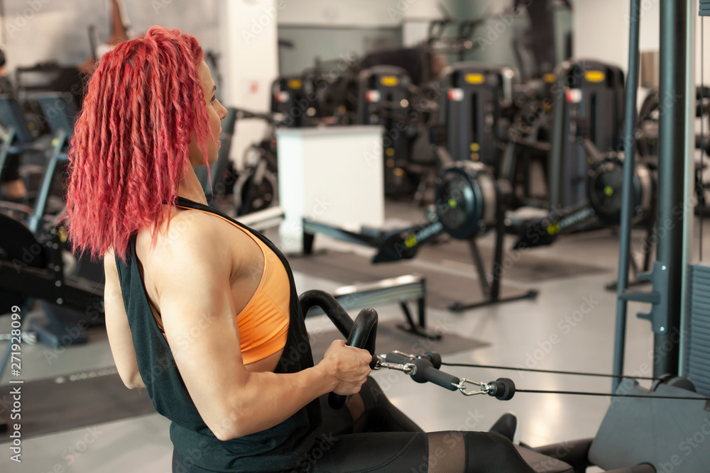 Fototapeta premium beautiful fitness girl with muscular body