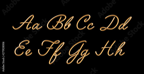 3D gradient golden blend vector alphabet design