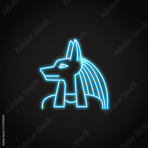 Anubis god icon in glowing neon style
