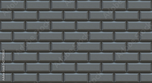 Gray brick wall rectangles with chamfered edge. Empty background. Vintage stonewall. Room design interior. Backdrop for cafe. High quality seamless 3d illustration.