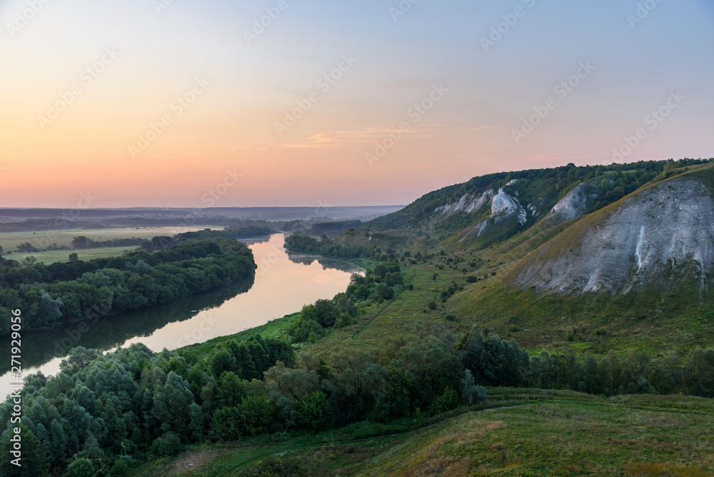 Fototapeta premium Chalk mountains at Don river in Voronezh region, Russia