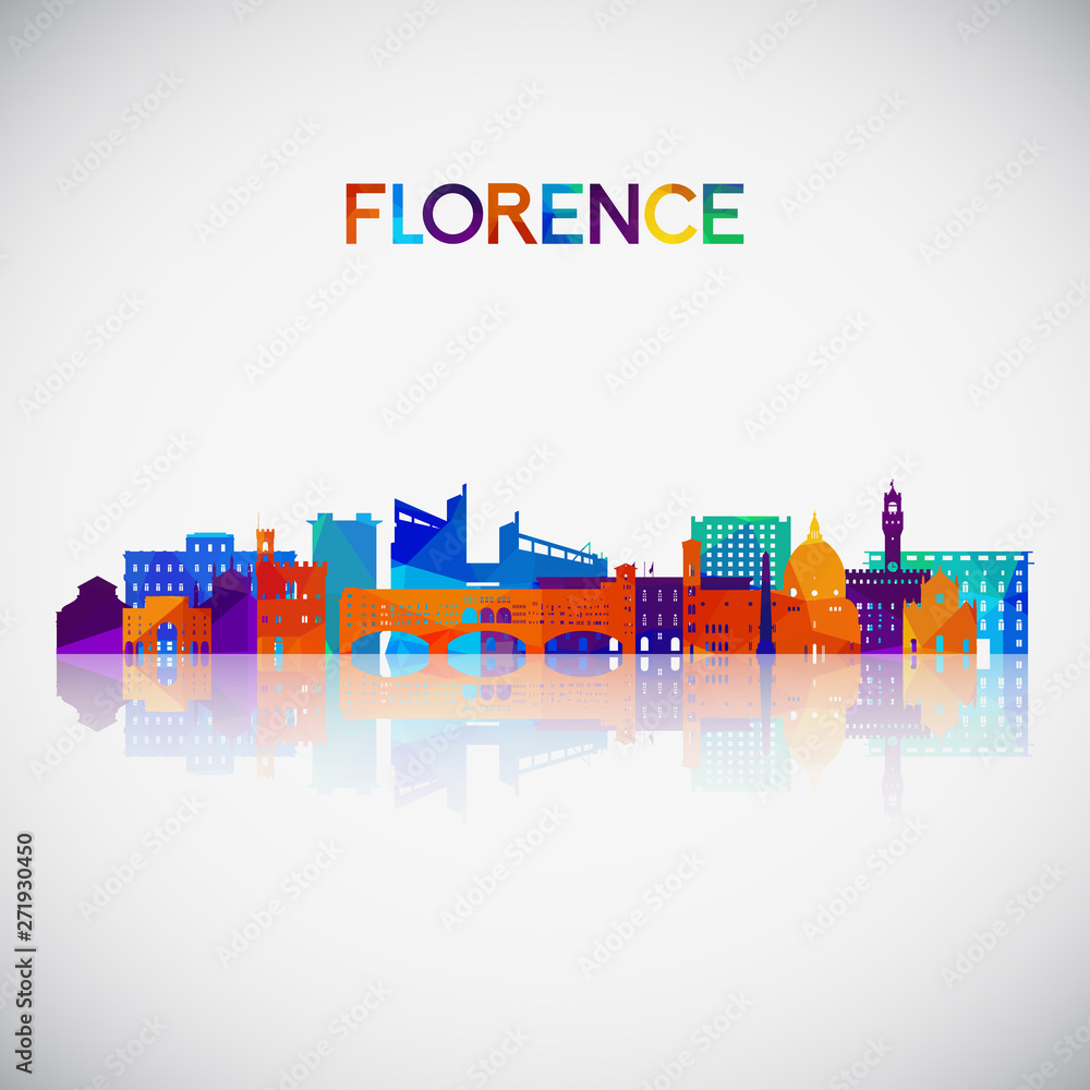 Florence skyline silhouette in colorful geometric style. Symbol for your design. Vector illustration.