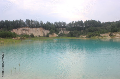 Kaolin quarry. Beautiful turquoise water.